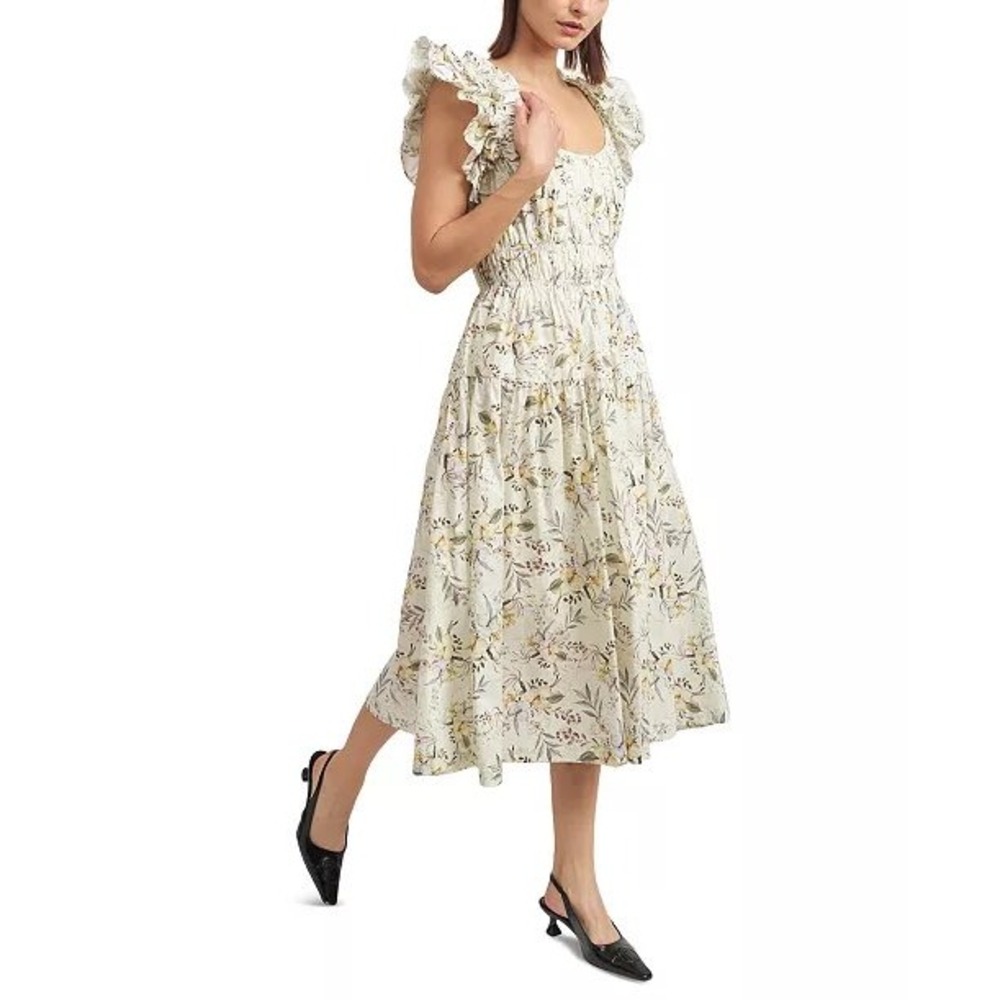 En Saison Mindy Cotton Midi‎ Dress Size Large Floral Cottagecore Boho Feminine